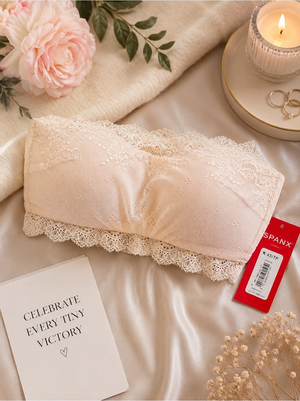 Spanx Undie-Tectable Better Bandeau Bra creme blush 30031R Size XS NWT